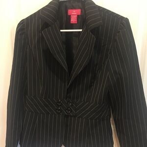 Vintage Medium blazer jacket coat black pin striped